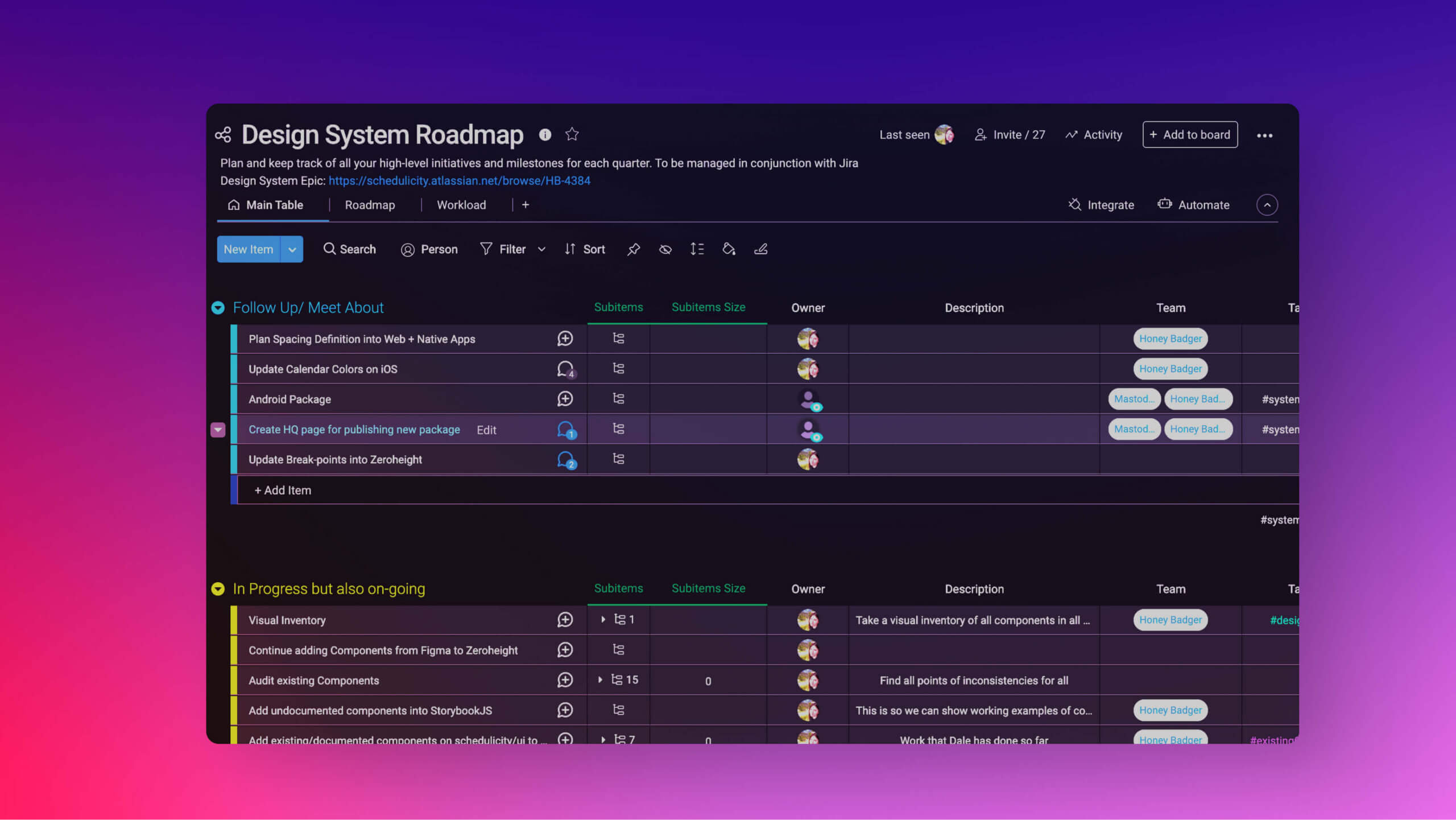 Roadmap outlining the phased implementation strategy for the design system